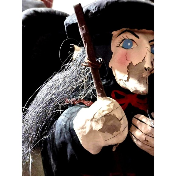 Vintage 26" Tall Paper Mache Halloween Witch Hat Decor - Picture 7 of 8